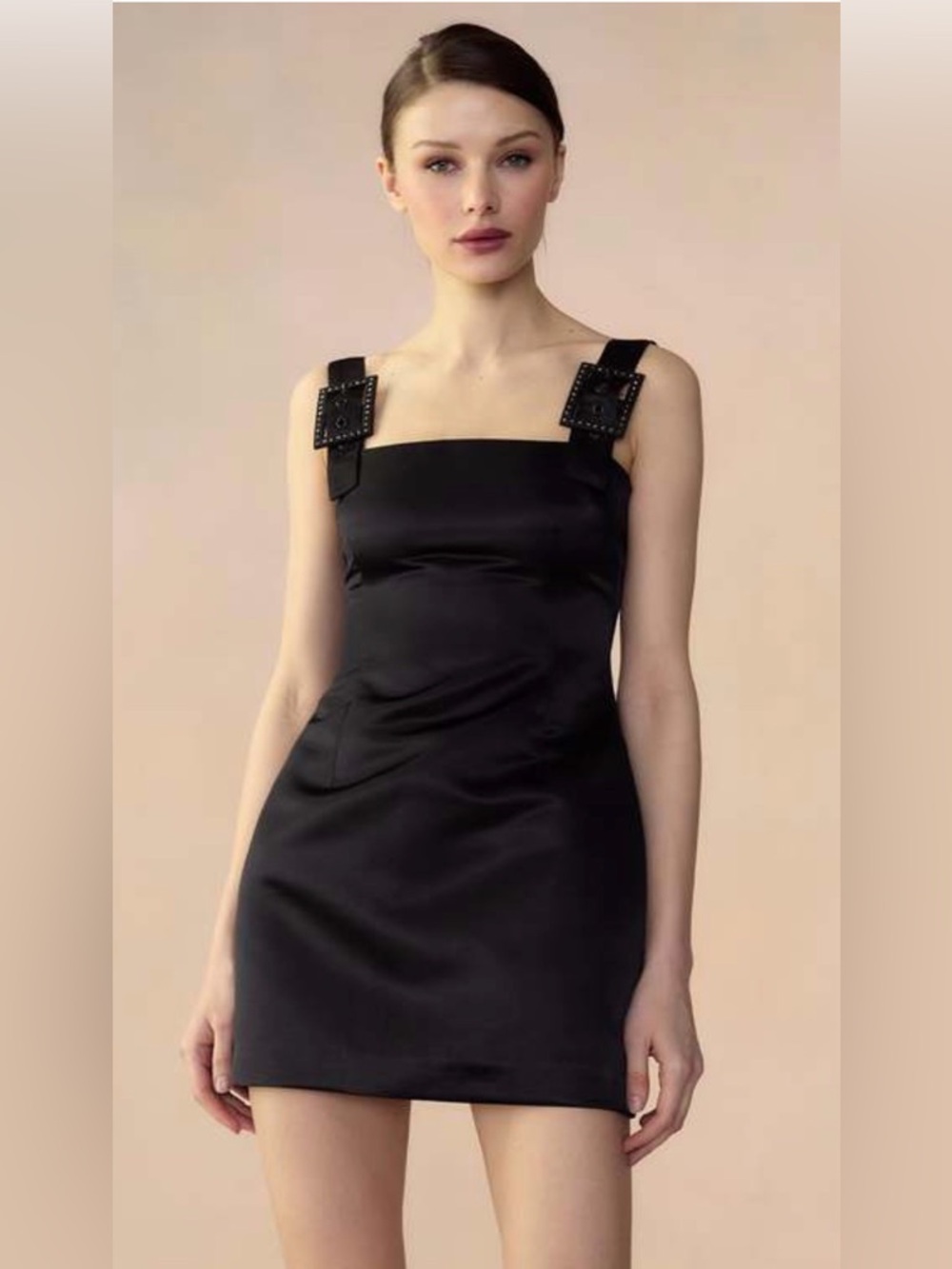 NWT [Cynthia Rowley] Gigi Satin Short Mini Cocktail Dress in Black Women’s 10 - Picture 3 of 14